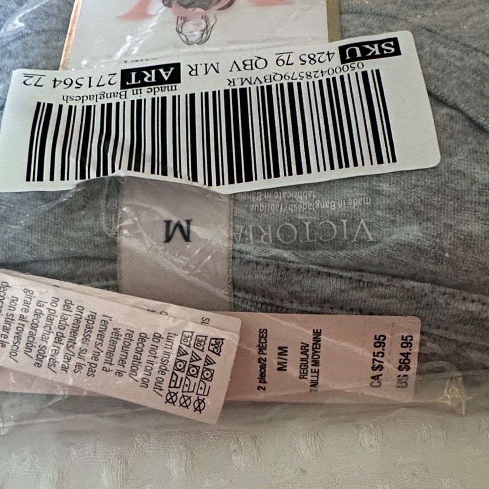 Victoria's Secret Gray and Pink Flannel Pajama Set - Picture 3 of 4